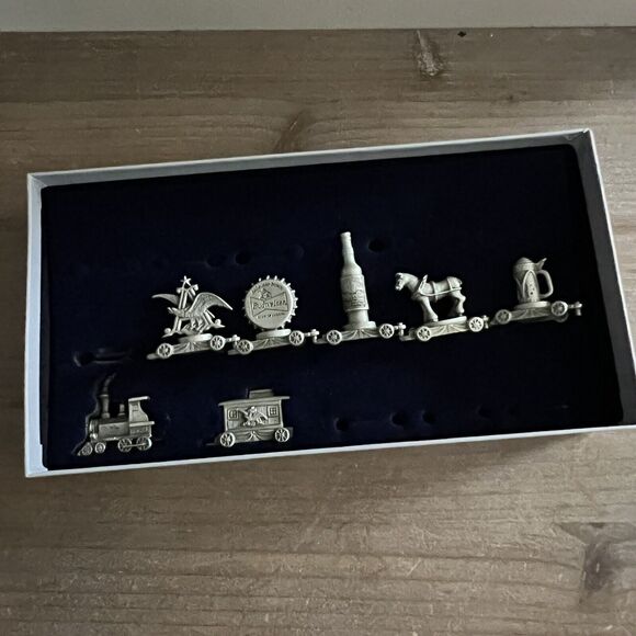 Vintage 1999 Complete Fort Budweiser Anheuser Busch 7 Piece Pewter Train - Picture 4 of 10